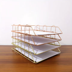 Metal Letter Tray Stackable Magazine File Rack Paper Manager