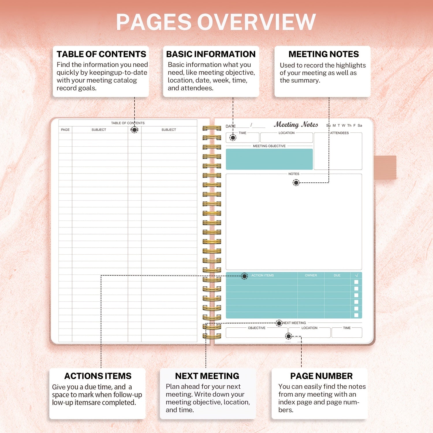 Meeting Notebook For Work With Action Items - Project Planner Notebook