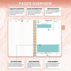 Meeting Notebook For Work With Action Items - Project Planner Notebook
