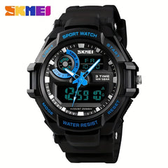 Round Digital Watch With Silicone Band Waterproof Sporty Style