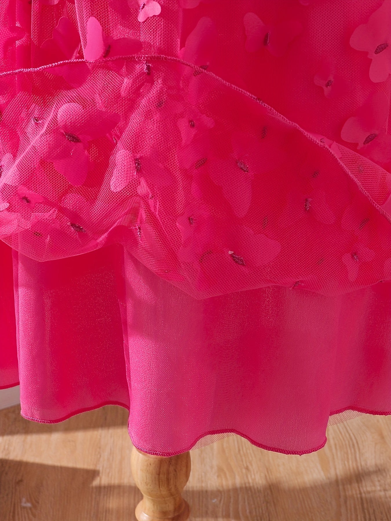 Butterfly Print Shirred Strappy Sundress for Girls