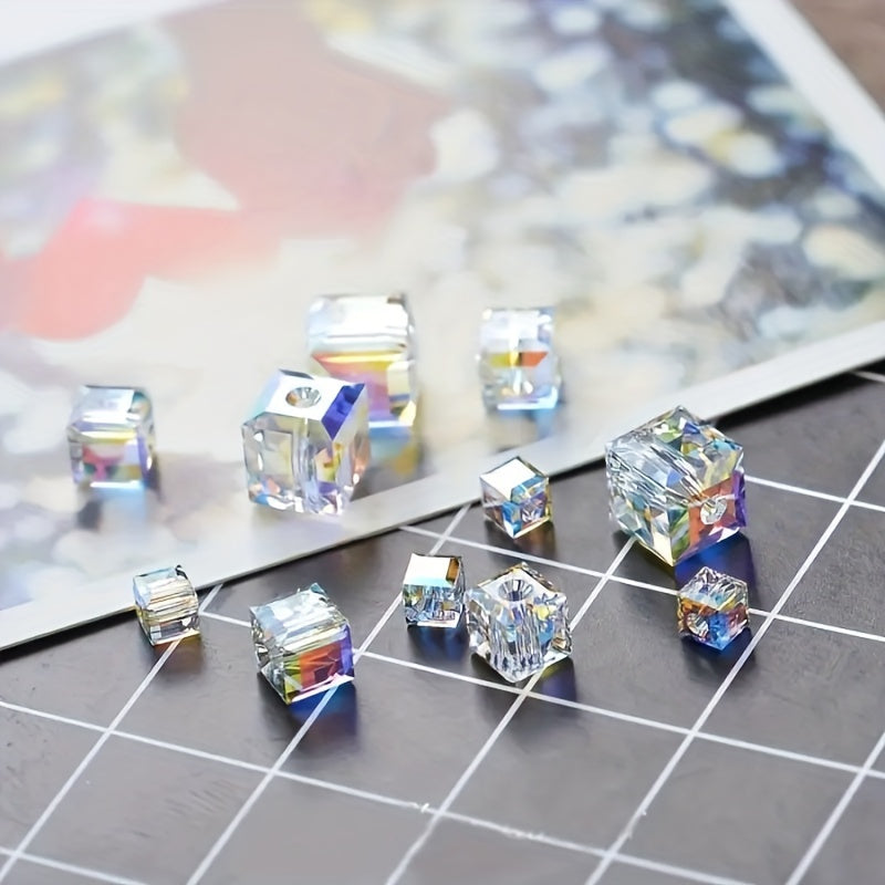 10pcs 6mm Austrian Glass Crystal Charms Cubic Sugar Transparent Beads