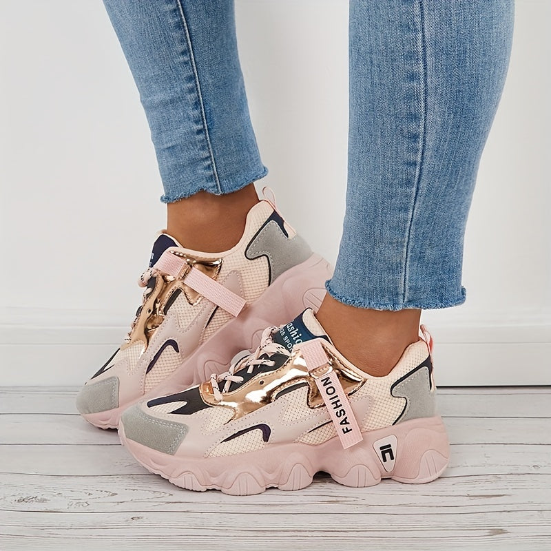 Women's Lace-Up Thick Bottom Sneakers Comfortable Sports Shoes