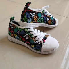 Women's Graffiti Canvas Sneakers Low Top Flat Shoes
