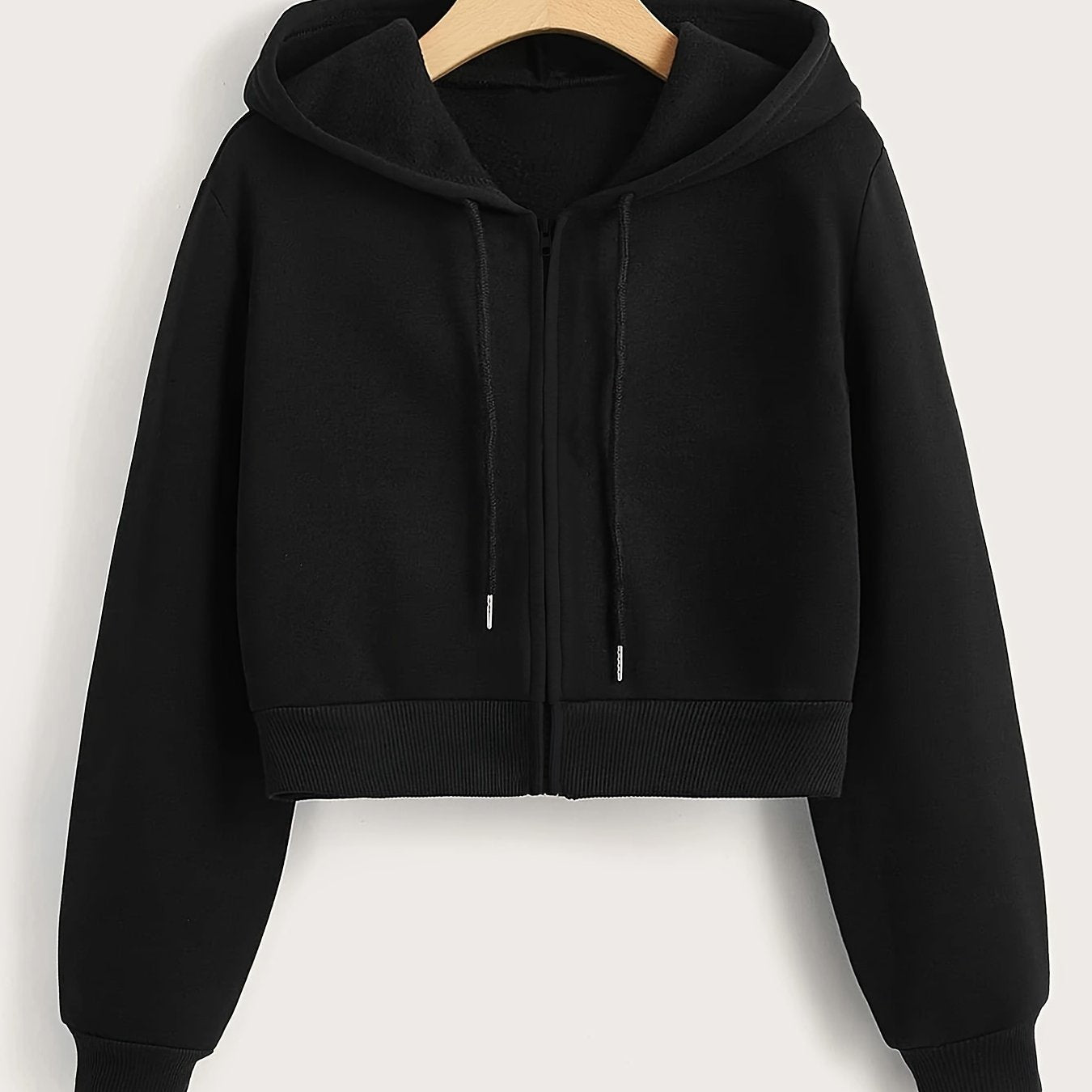 Women's Solid Hooded Sports Sweatshirt Zipper Up Long Sleeve Hoodie