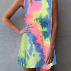 Tie Dye Print Tank Top Summer Sleeveless Top Women's Clothing