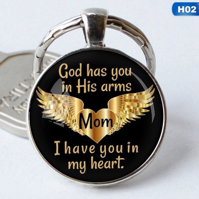 Angel Wings Time Gem Pendant Necklace Keychain Christmas Gift