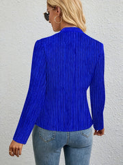 Ribbed Long Sleeve Open Front Slim Fit Blazer