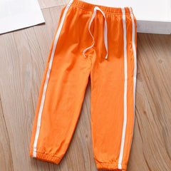 Girls Block Sweatpants Elastic Waist Thin Casual Sport Jogger Pants