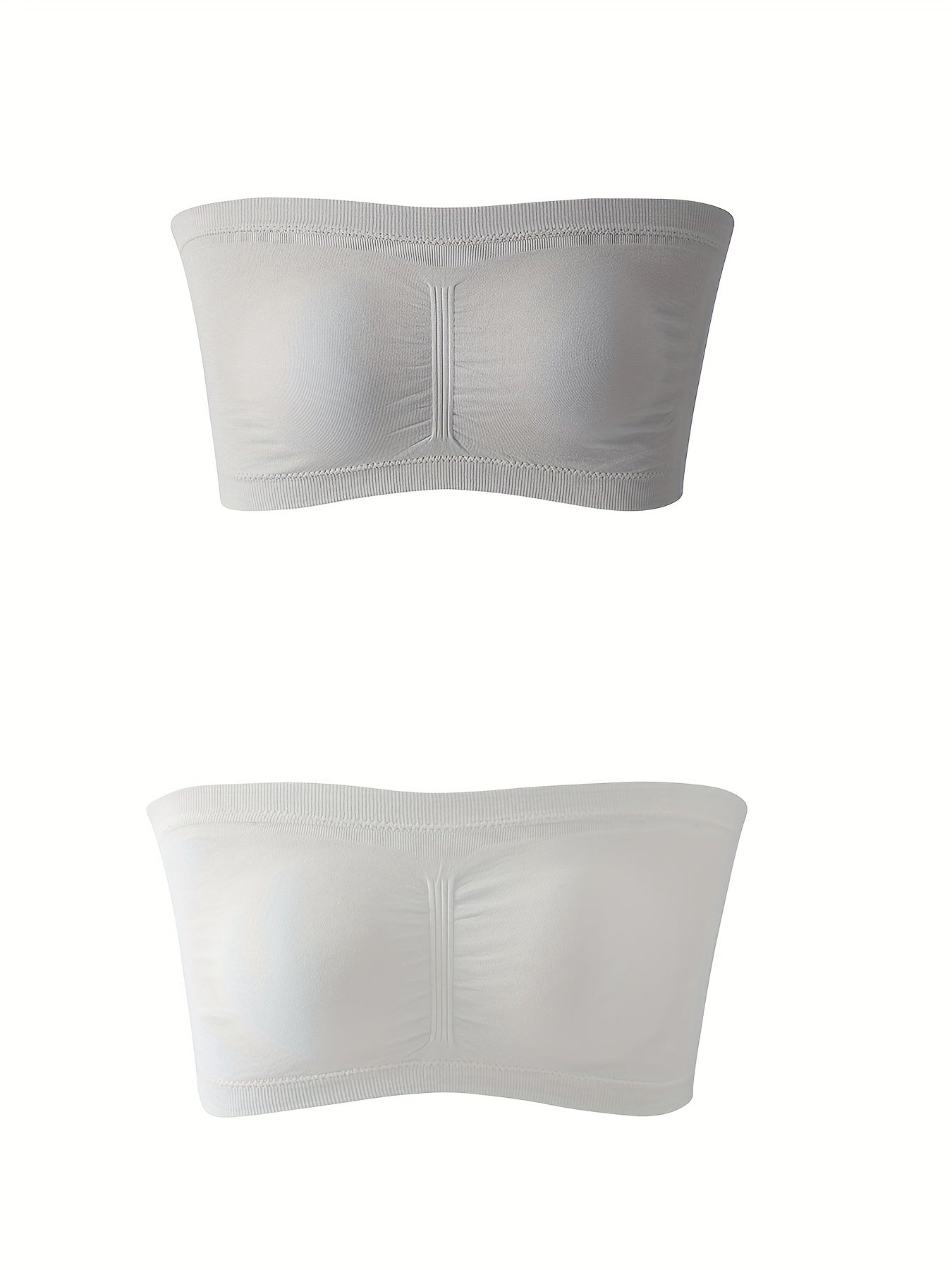 2 Pack Plus Size Bandeau Set Solid Tube Bra High Stretch