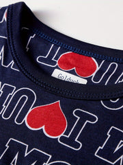 Boys I Love U Mom Pajamas Set Long Sleeves Tops & Bottoms