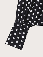 Polka Dot Print Cut Out Bat Sleeve Dress