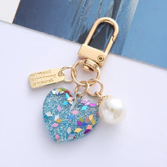 Acrylic Pearl Heart Keychain Pendant Bag Ornament
