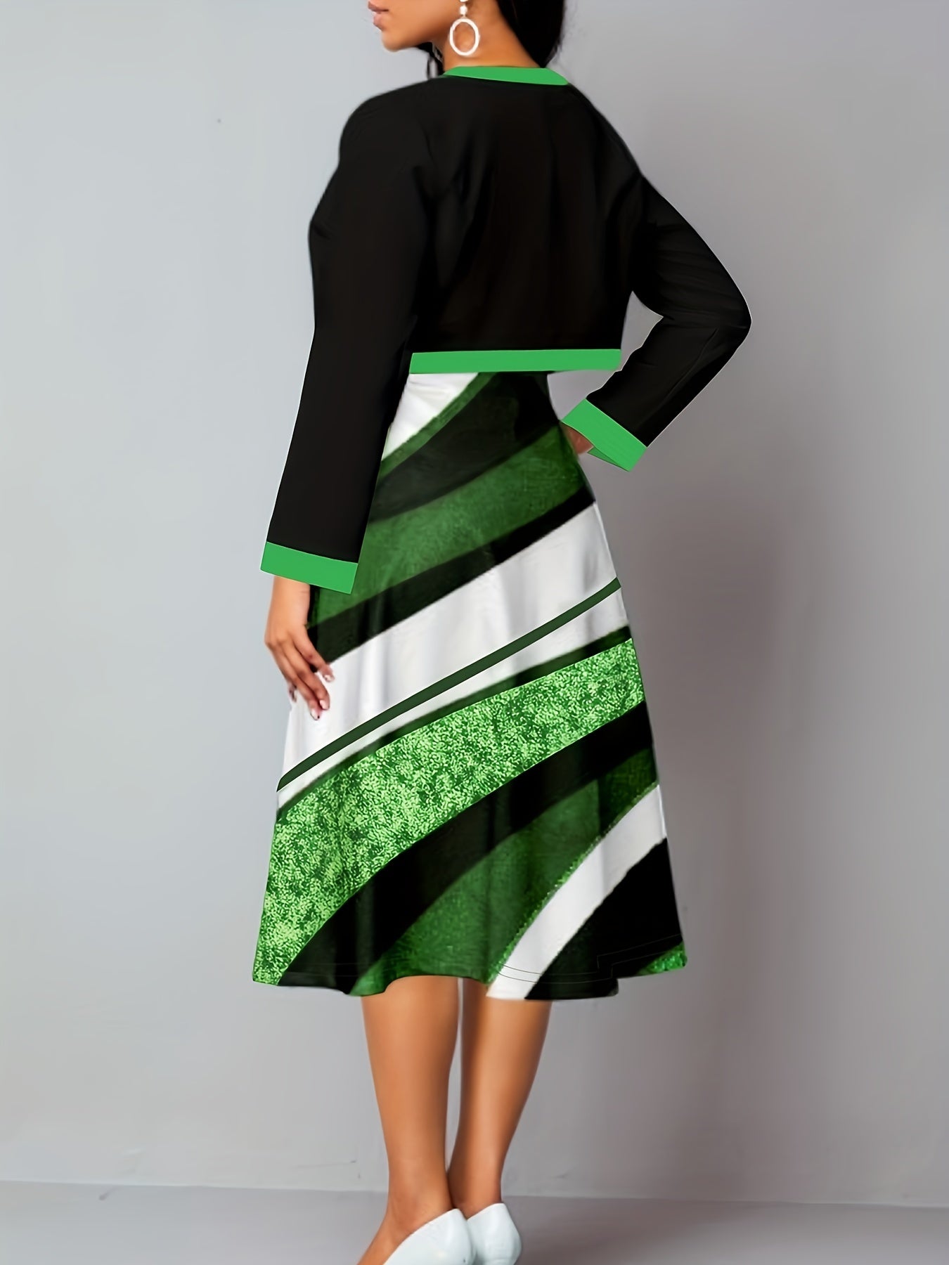 Women's Plus Size Colorblock Stripe Print Tank Dress & Crop Cardigan 2pc