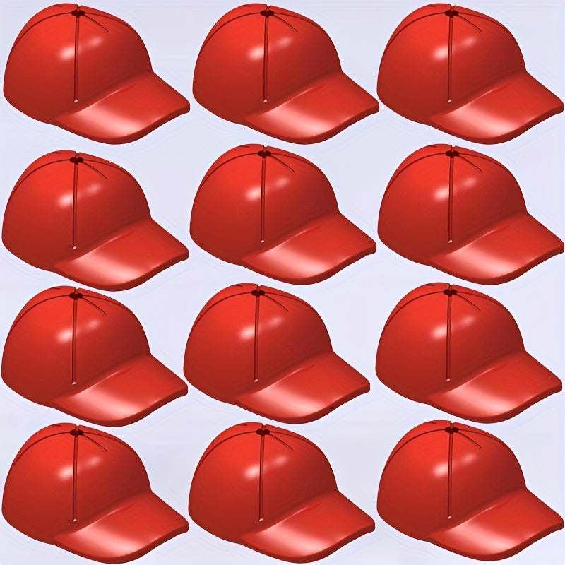 12pcs Mini Red Baseball Cap Building Blocks Set Glossy ABS Sports Theme Toys