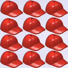 12pcs Mini Red Baseball Cap Building Blocks Set Glossy ABS Sports Theme Toys