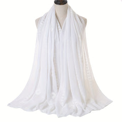 Floral Embroidery Plain Scarf Solid Casual Shawl Hijab Windproof Head Wrap Turba