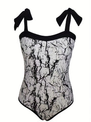Modest Tankini Set Marble Print Swimsuit & Cover Up Skirt Two Piece