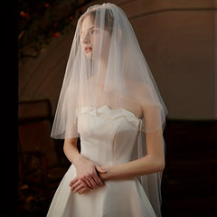 Double Layer Bridal Wedding Head Veil With Comb Long Mesh Veil