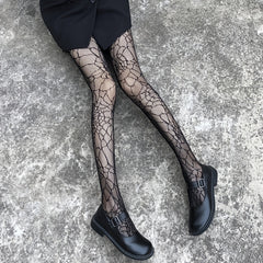 Spider Web Pattern Fishnet Tights High Waist Mesh Pantyhose