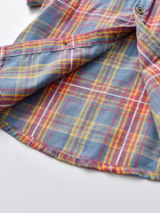 Boys Plaid Button Lapel Short Sleeve Shirts - Kids Summer Clothes