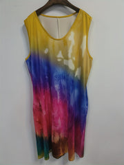 Casual Dress Women's Plus Random Print Round Neck Tank Dress