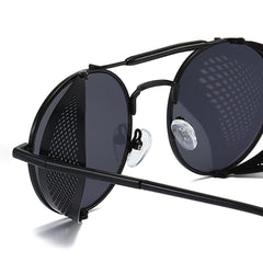Steampunk Round Red Lenses Sunglasses For Men