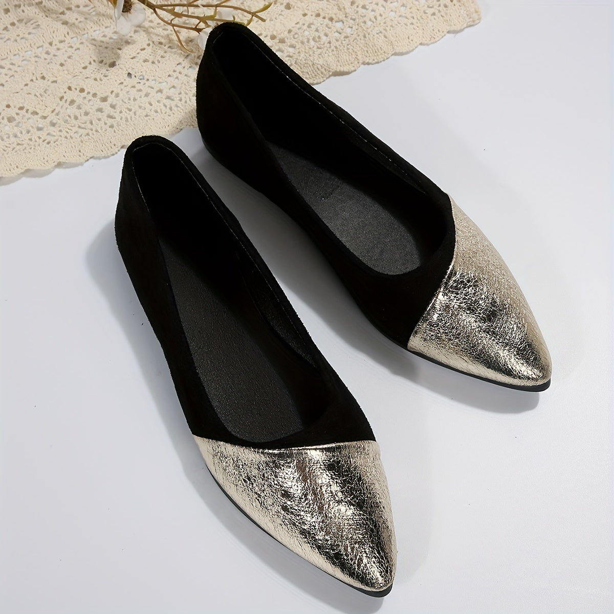 Women's Colorblock Flat Shoes Point Toe Work Shoes Women's Lightweight