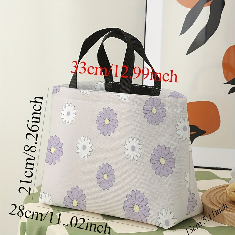 Daisy Printed Lunch Bag Insulated Waterproof Large Capacity