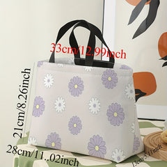 Daisy Printed Lunch Bag Insulated Waterproof Large Capacity