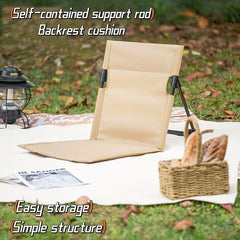 Lightweight Foldable Beach Chair with Seat Cushion & Backrest