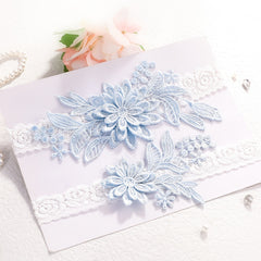 2pcs Lace Floral Stretch Leg Garter Set Bridal Accessories