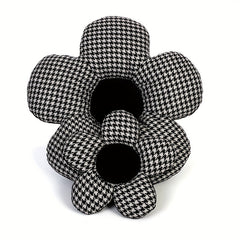 Stylish Houndstooth Flower Headrest Cushion & Waist Pad Car Accessory