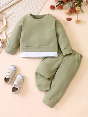 Kids Spring Autumn Knitted Outfit Top Pants Loose Sports Set