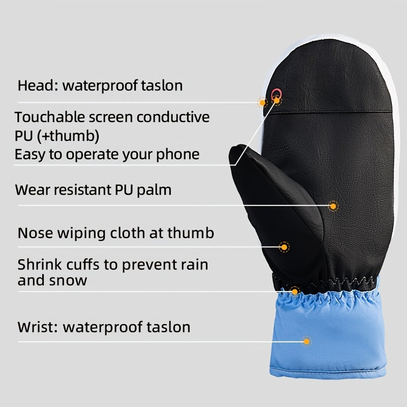 30 Degree Ski Gloves Waterproof Windproof Touch Screen Zip Storage