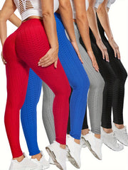 5pcs Honeycomb Sports Leggings High Waist Fitness Yoga Pants
