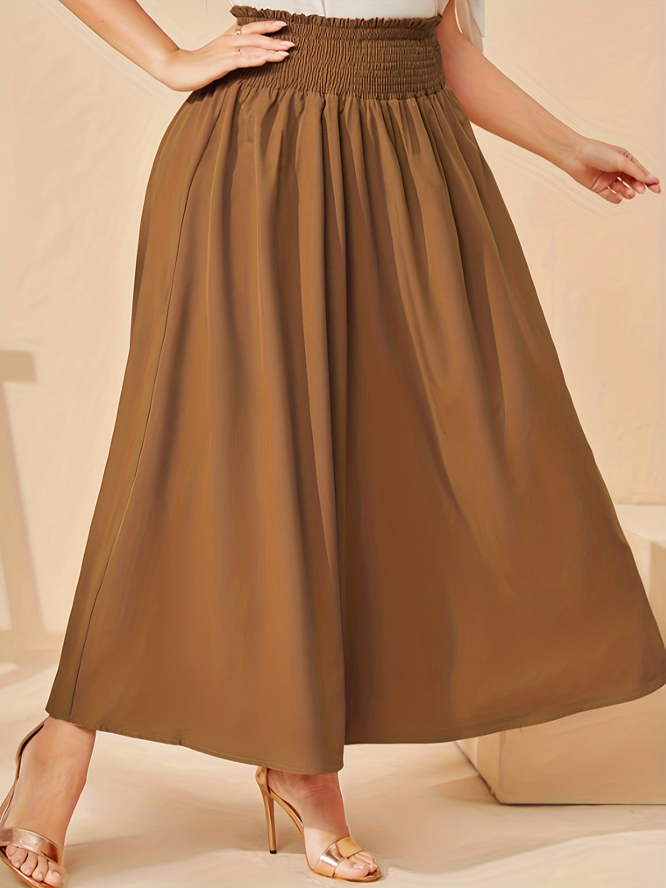Women's Shirred High Waist Maxi Skirt