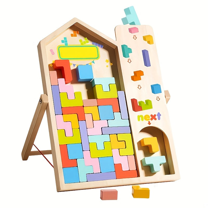 Colorful 3D Wooden Puzzle Blocks for Kids DIY Educational Brain Teaser Toy