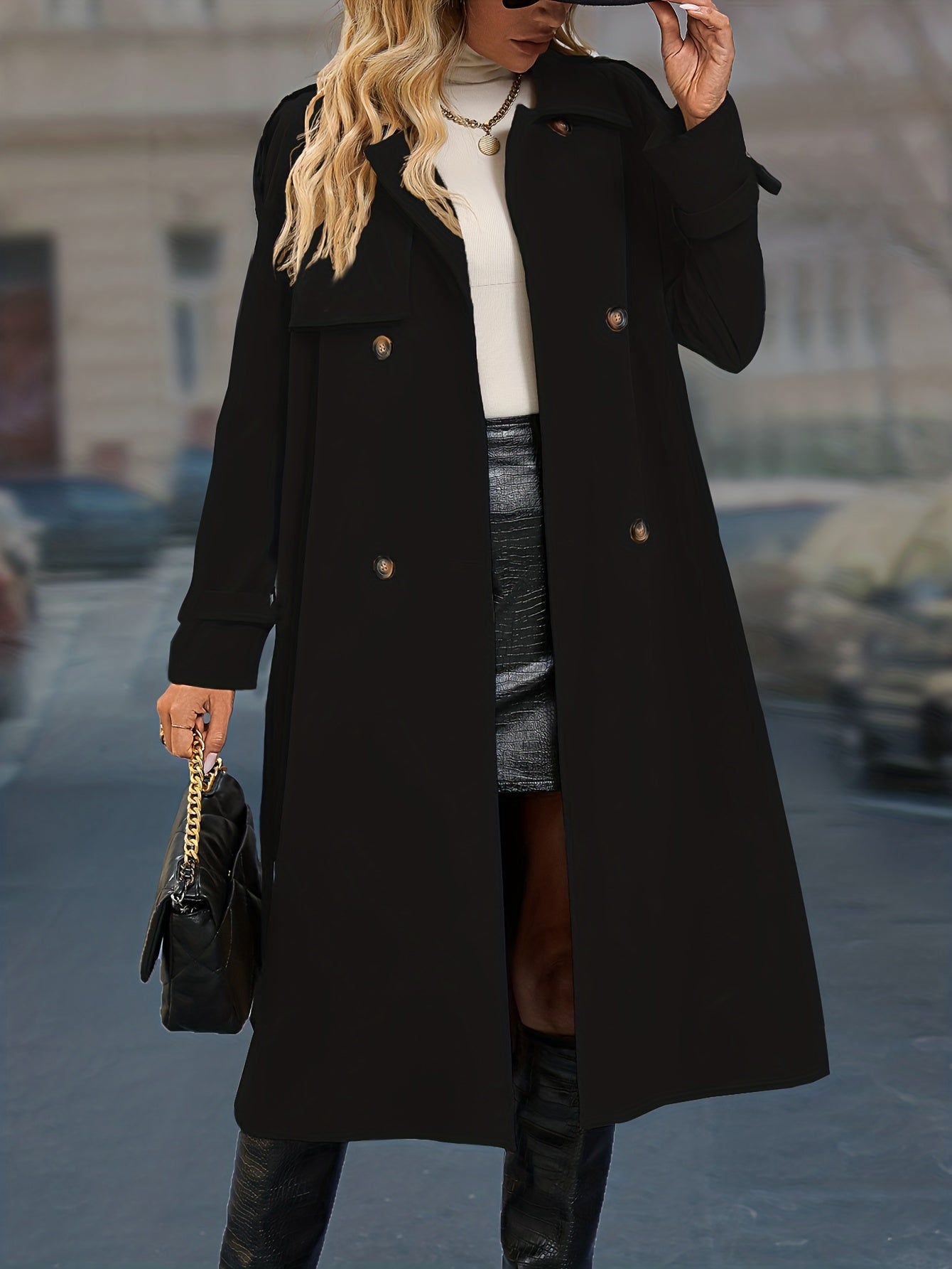 Double Breasted Belt Trench Coat for Women