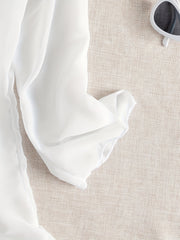 Sheer Chiffon Open Front Kimono Cover Up Long Sleeve Beach Cardigan