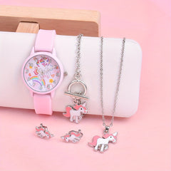 Kids Cartoon Quartz Watch Set with Jewelry - School Accessories