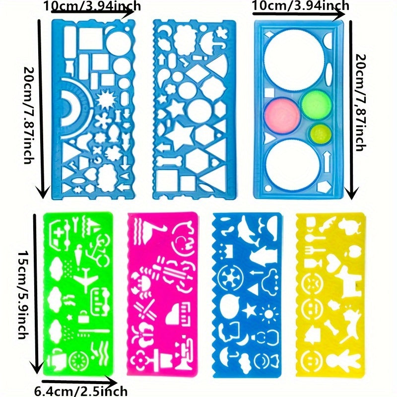 7pcs Spirograph Ruler for Art Students & Children