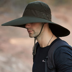Wide Brim Sun Hat UV Protection Fisherman Hat With Drawstring