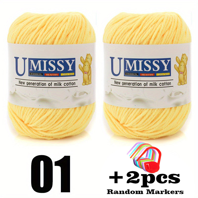 2pcs 50g Cotton Blended Knitting Yarn Soft Yarn For Beginners DIY Yarn