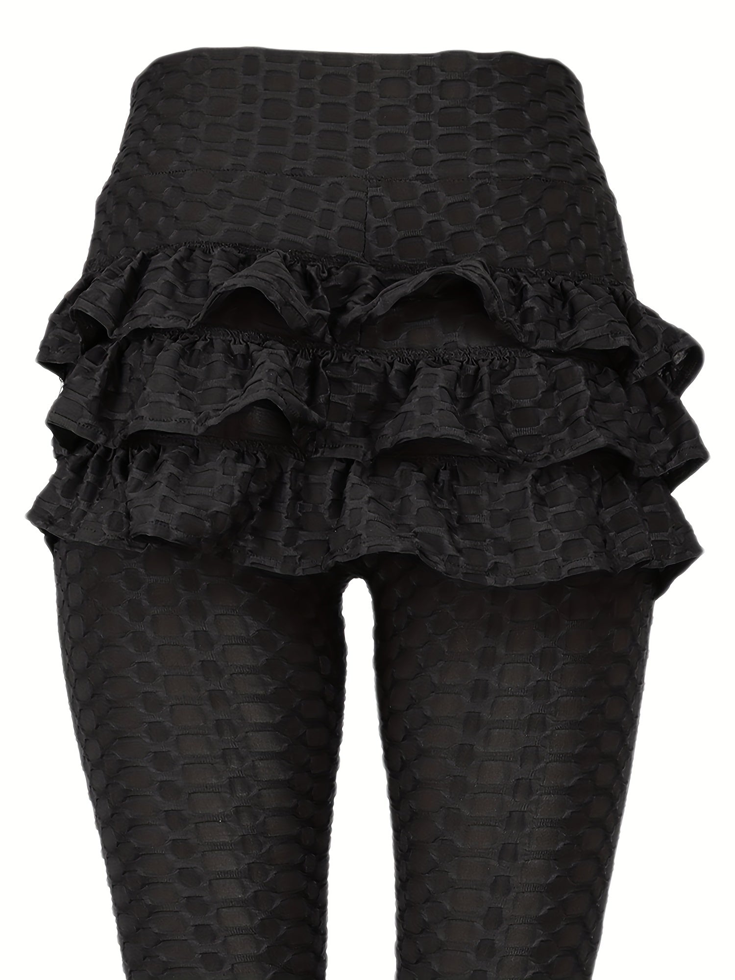 Honeycomb Ruffle Workout Leggings High Waist Yoga Pants