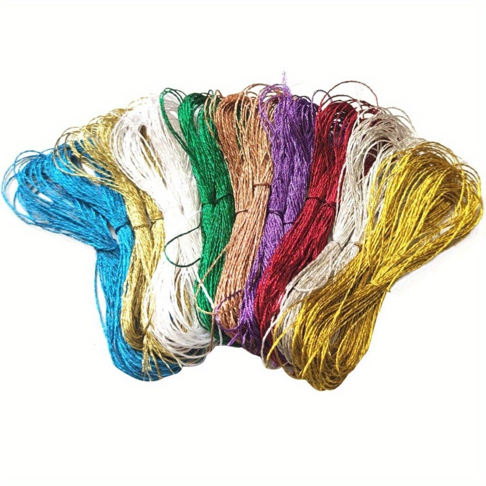 18 Metallic Embroidery Thread Cross Stitch Floss Decorative Sewing 9 Colors