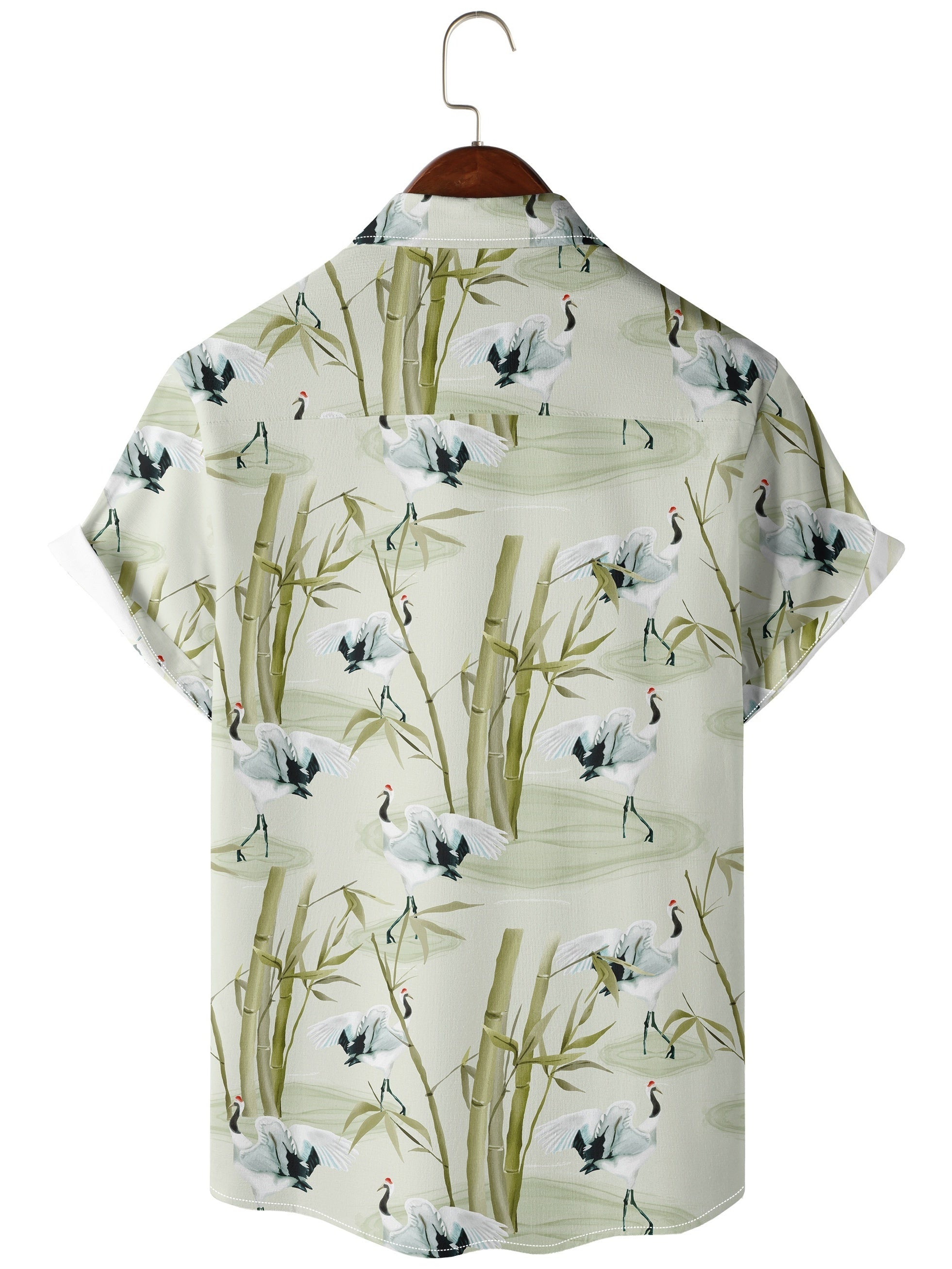Men's Hawaiian Shirt Bamboo Crane Print