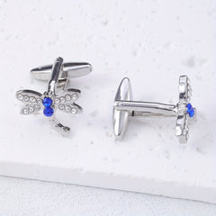 Crystal Micro inlaid Dragonfly Cufflinks & Sleeve Studs Set