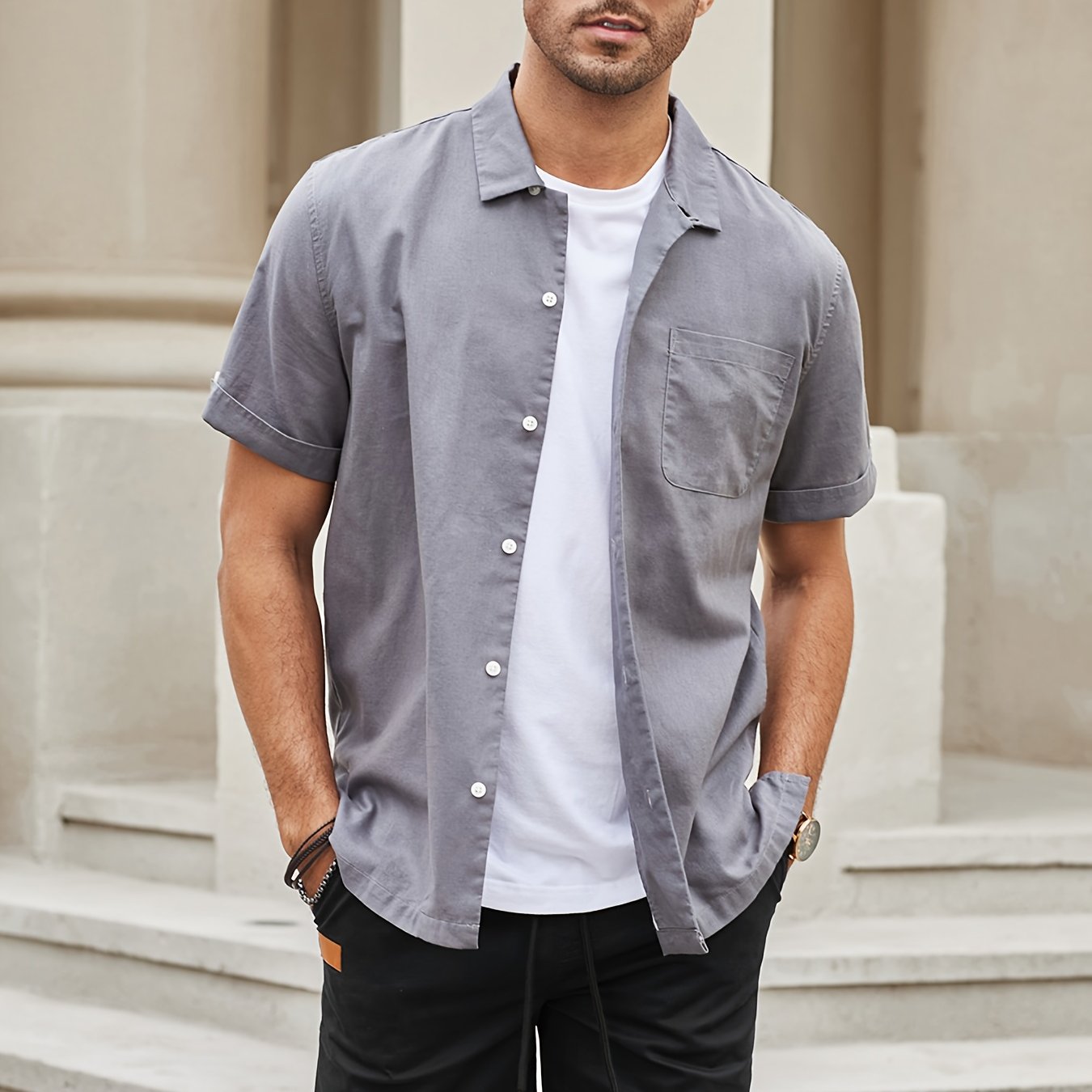 Men's Cotton Casual Shorts with Drawstring