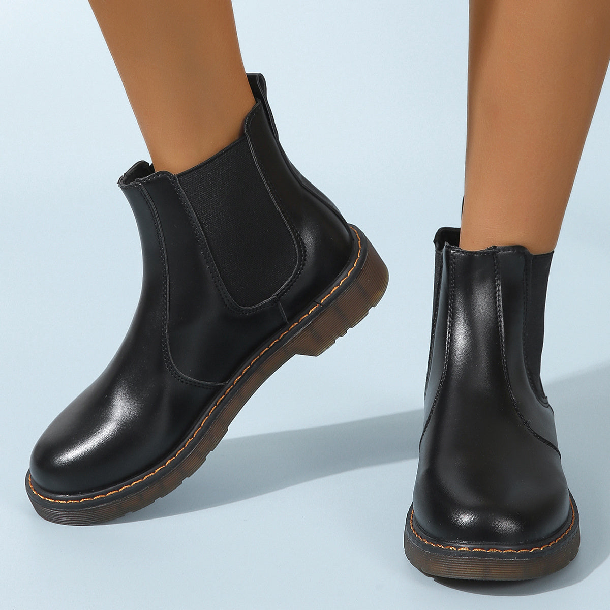 Women's British Style Faux Leather Chelsea Boots